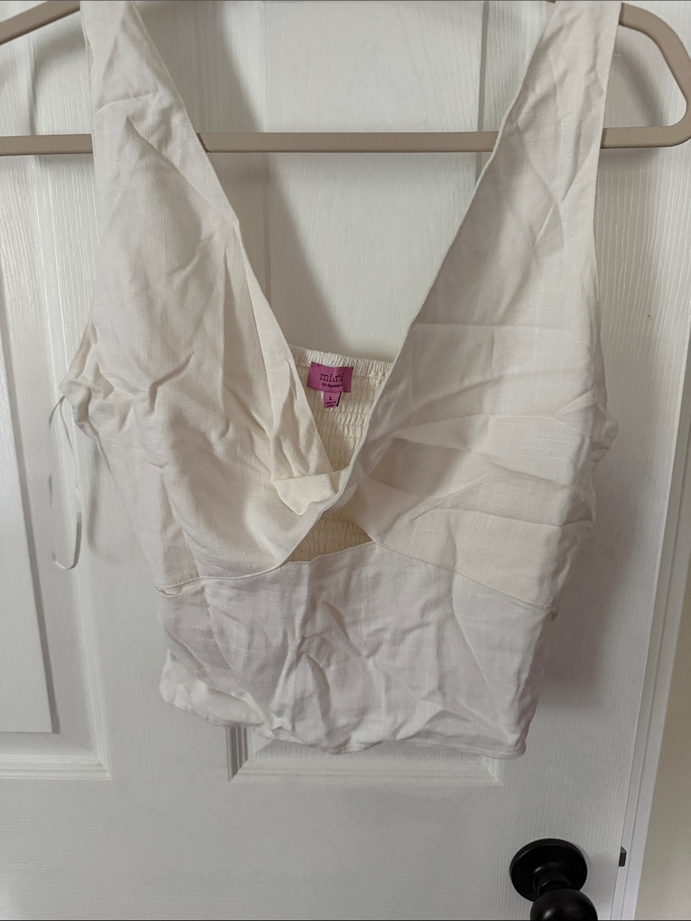 White Sleeveless V-Neck Crop Top